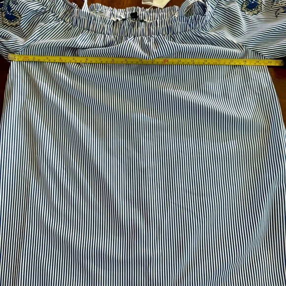 As U Wish NWT Women’s Dress Off theShoulder Blue White Stripe Embroidered- M - Picture 8 of 9